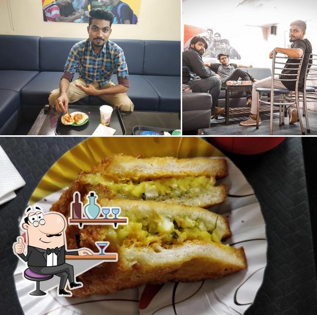 The restaurant's interior and food