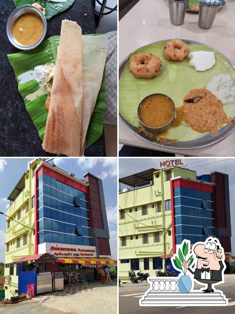 This is the image showing exterior and food at Annamalai Hotel