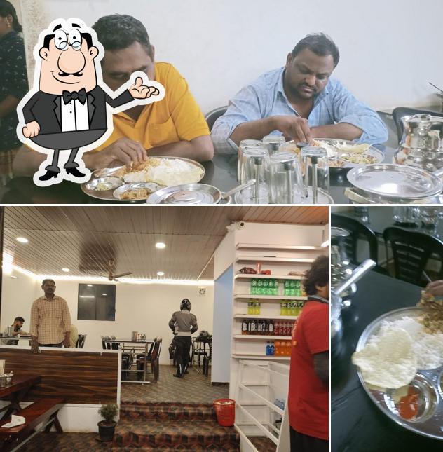 Take a look at the photo showing interior and food at Hotel Kathir Oli