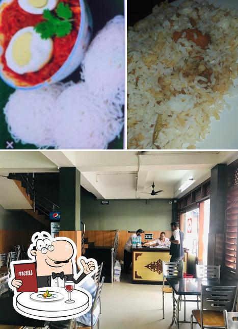 Check out the image depicting food and interior at Hotel Anhar