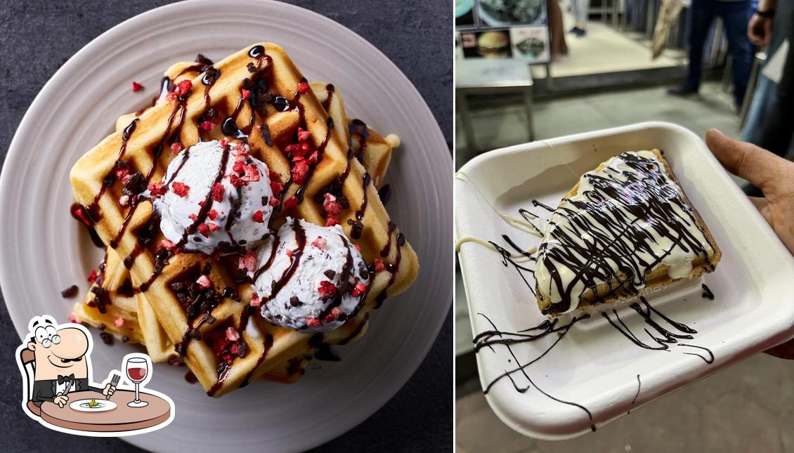 Waffles and tiramisu at The Heavenly Waffle House