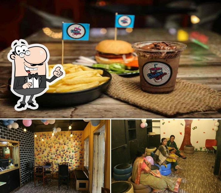The restaurant's interior and food