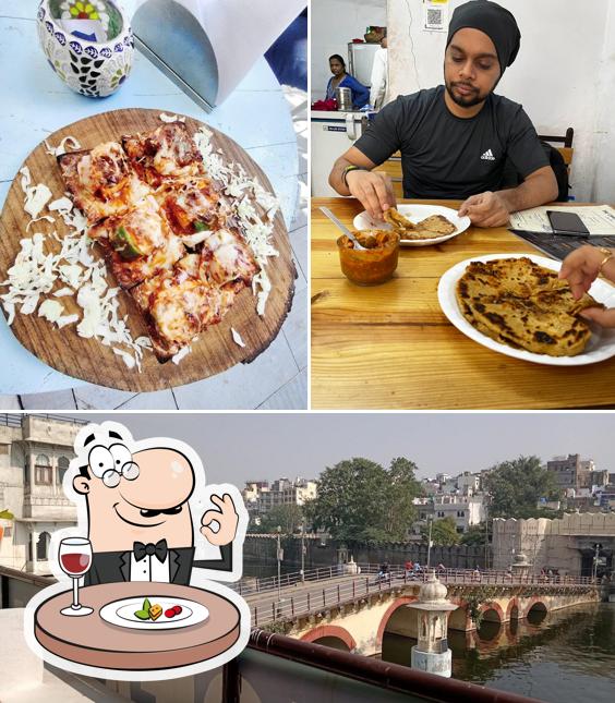 Take a look at the picture showing food and exterior at Whereabout Hostel