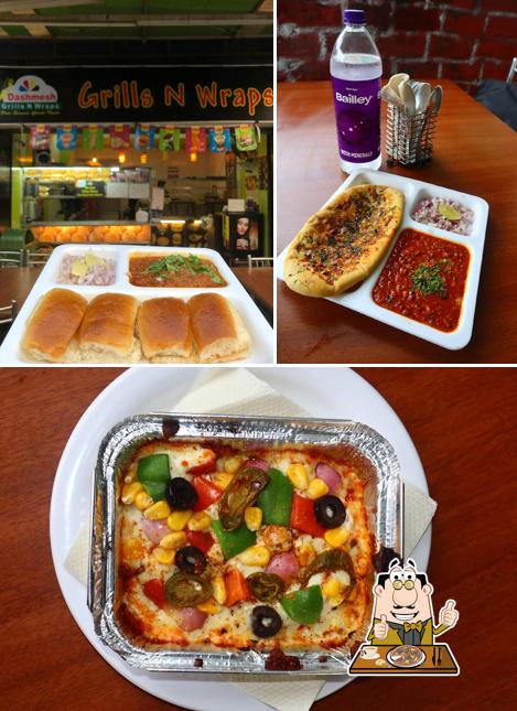 Try out pizza at Grills and Wraps