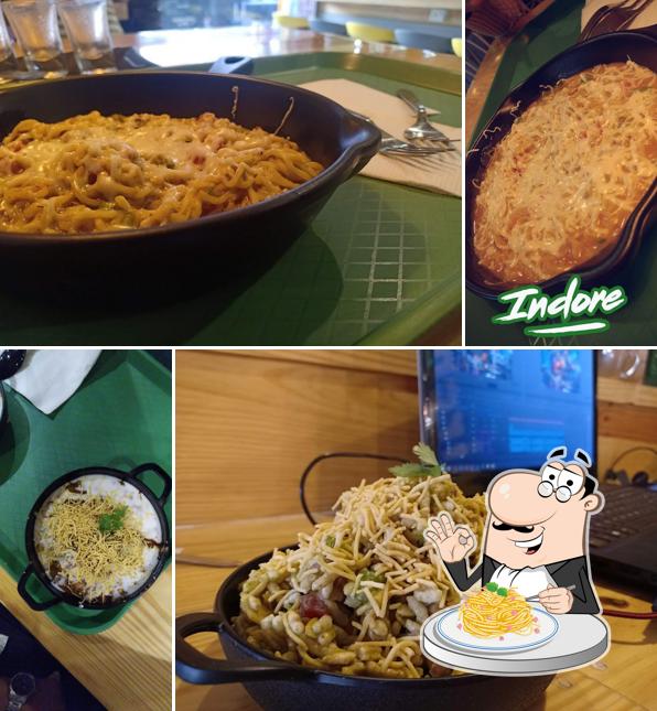 Spaghetti carbonara at Mithi Mirchi 56 Dukan Indore