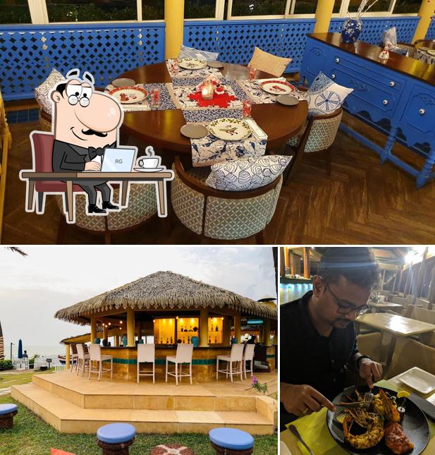 Take a seat at one of the tables at Morisco Restaurant