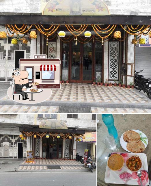 Take a look at the image depicting exterior and food at NH Dhaba
