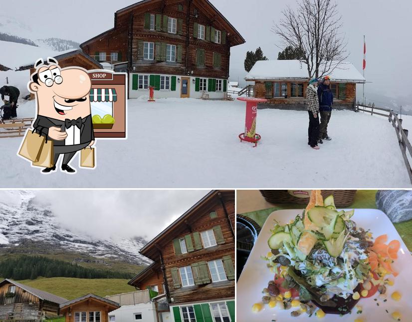 La foto della esterno e cibo di Berghaus Alpiglen