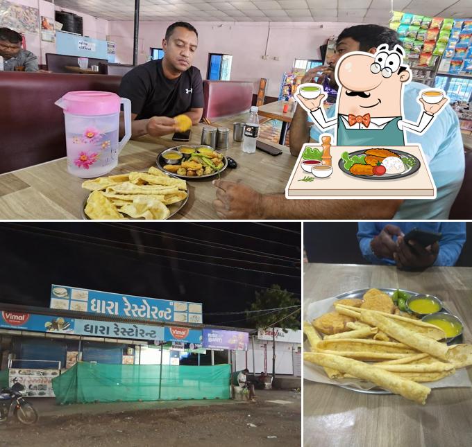 Check out the photo showing food and exterior at Dhara Restaurant