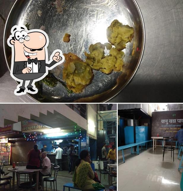 The image of interior and food at Vasu Vadapav Center