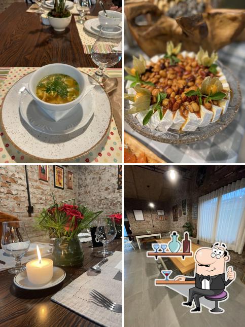 Entre diferentes coisas, interior e comida podem ser encontrados no Chef Augusto Gastronomia Bistrô