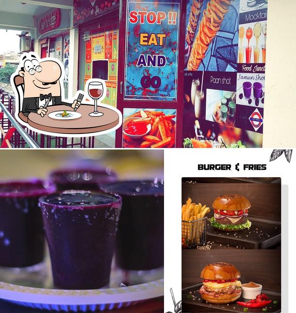 Check out the picture showing food and interior at Food Junction