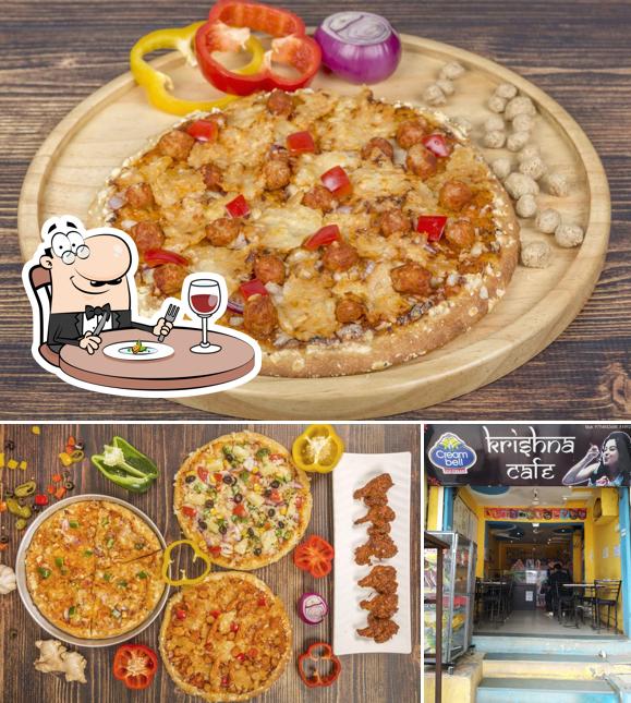 Among various things one can find food and interior at Krishna Cafe