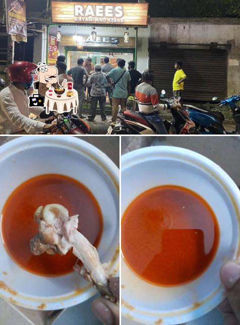 Check out the image showing food and exterior at Raees Biriyani and kebab