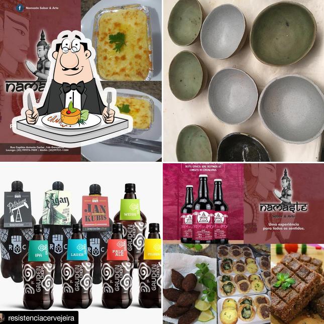 A ilustração da comida e bebida no NaMontanha Bar e Restaurante Panorâmico