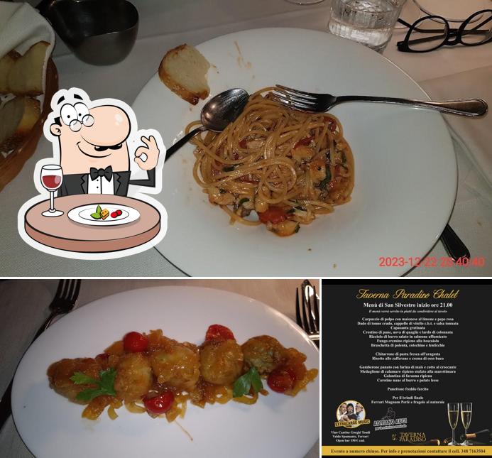 Tra le varie cose da Taverna Paradiso Ristorante si possono trovare la cibo e bevanda