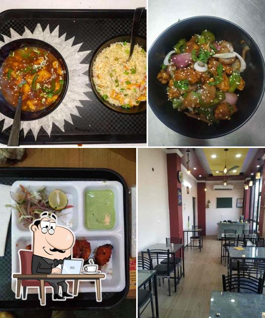 This is the image depicting interior and food at kingdom of momos