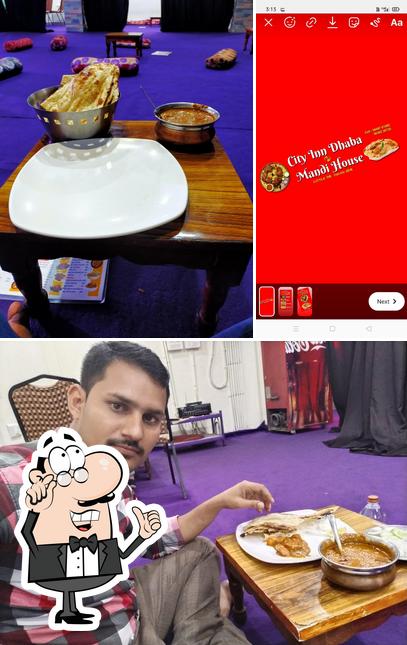 The picture of interior and food at City Inn Dhaba & Mandi House
