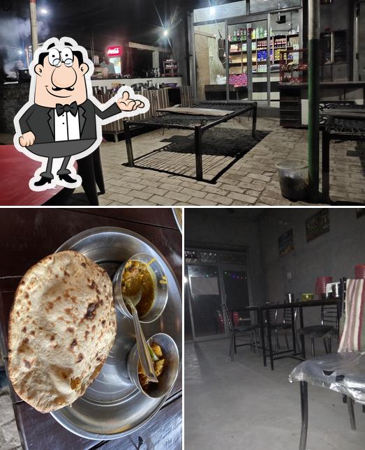 The picture of interior and food at Anand Veg Dhaba