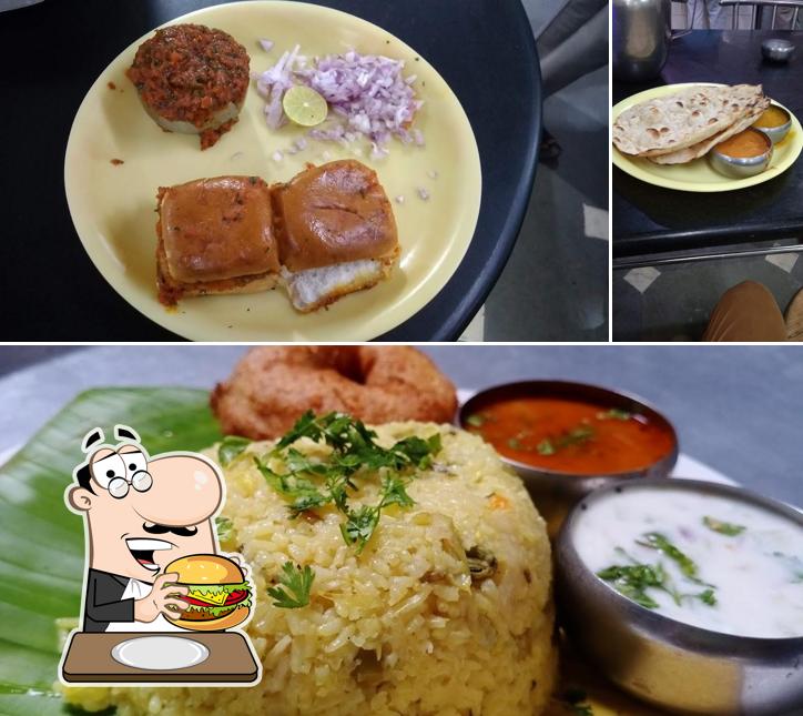 Get a burger at Sahana Darshini