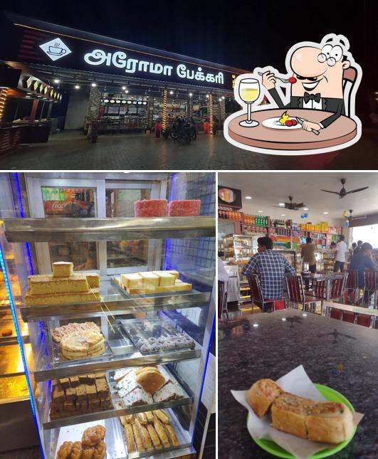 This is the photo displaying food and exterior at Aroma bakery
