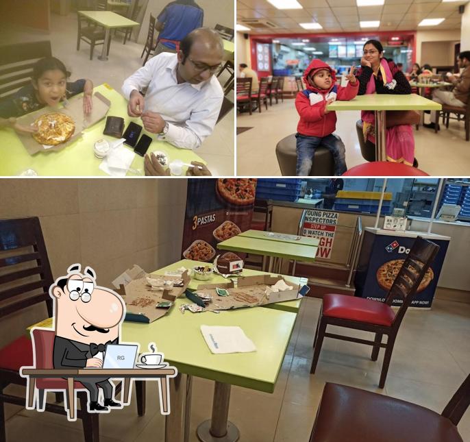 The interior of Domino's Pizza Shanti Nagar, Katni