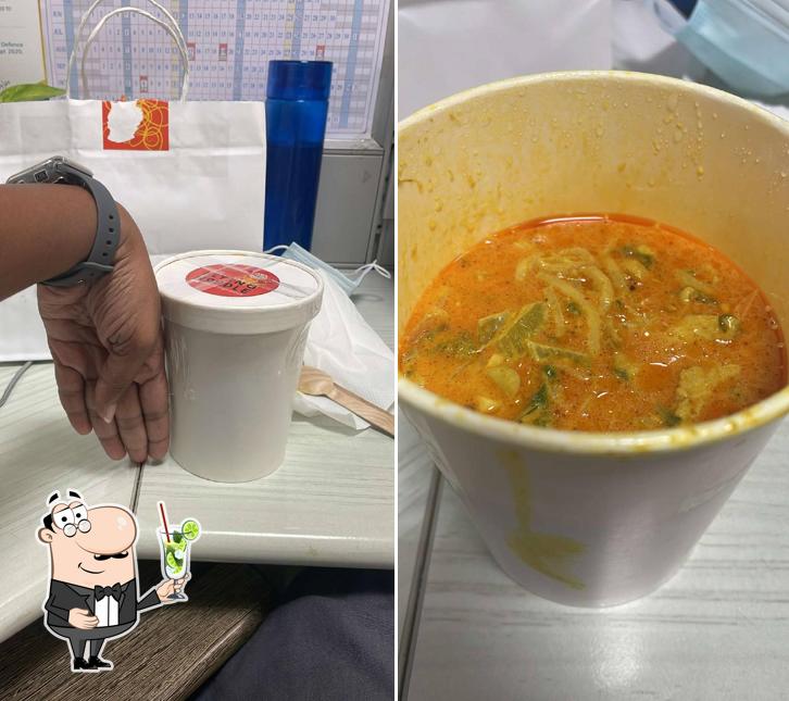 Enjoy a beverage at Flying noodle