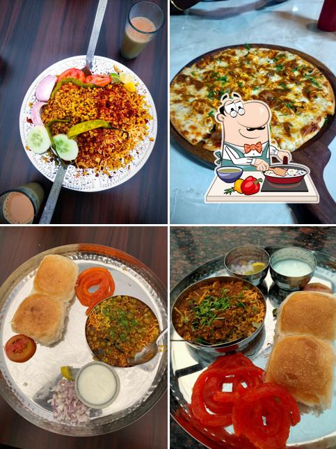 Paella at A1 Someshwar Misal pavbhaji bhel and chaha