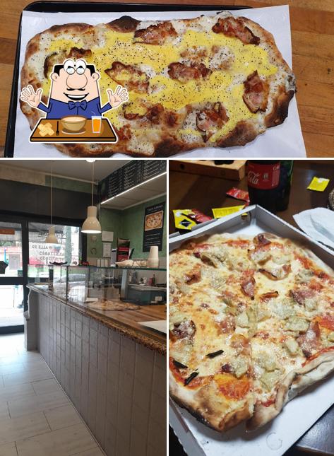 Tra le diverse cose da PIZZA ITALIA - Via Tiburtina 822 si possono trovare la cibo e interni
