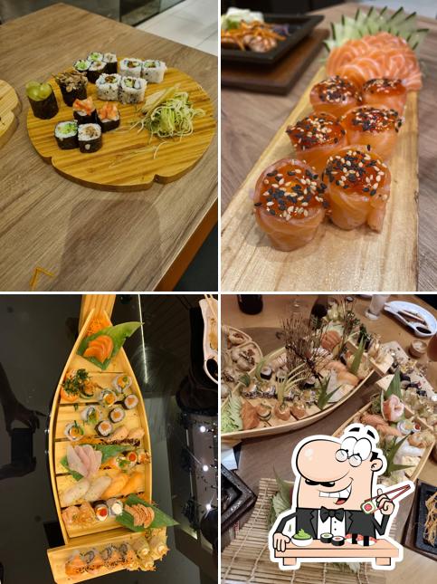 Rolos de sushi são disponibilizados no Egima Poços