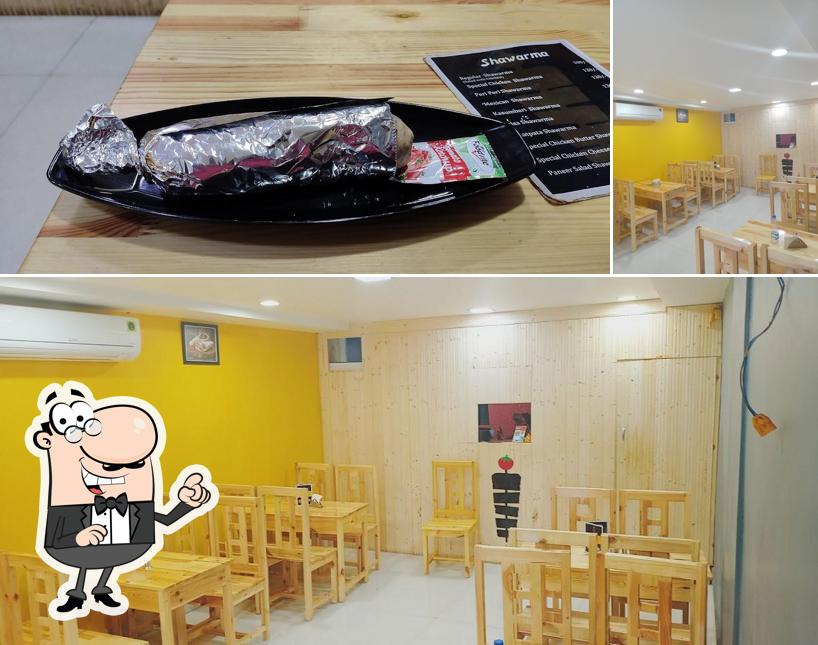 The restaurant's interior and food