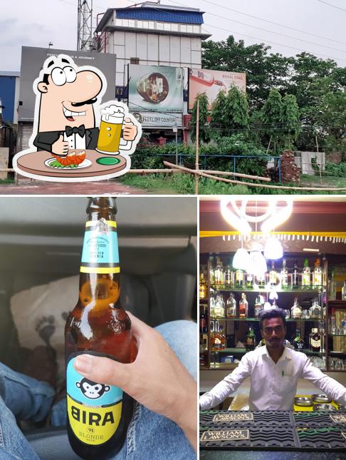 You can get a glass of light or dark beer