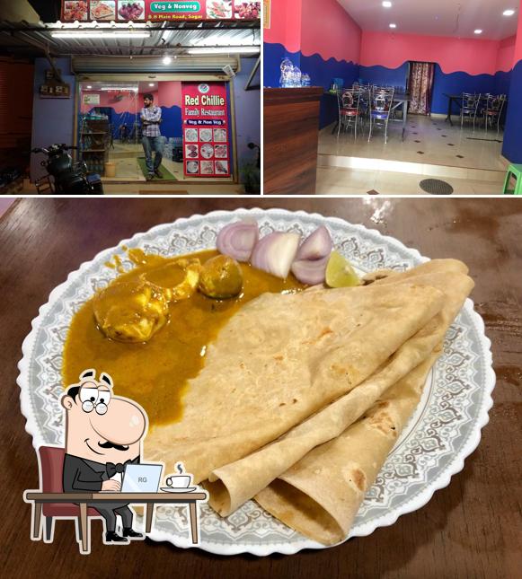 The image of Hotel red chilly Family restaurant’s interior and food