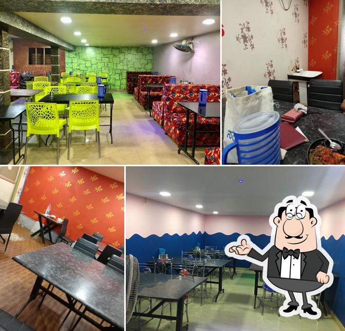The interior of Hotel red chilly Family restaurant