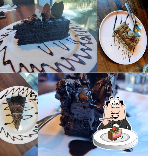 Chocolate cake at Aromas Café & Bistro