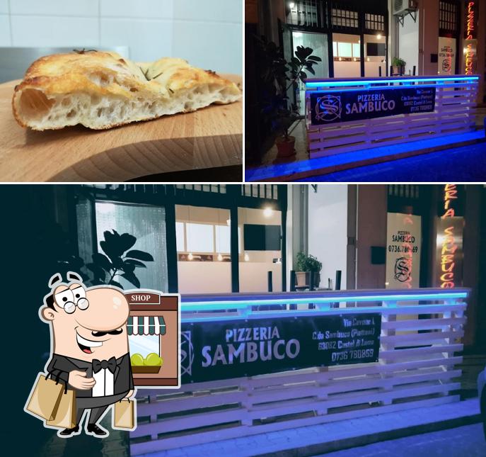 Questa è la foto che presenta la esterno e cibo di Pizzeria Sambuco