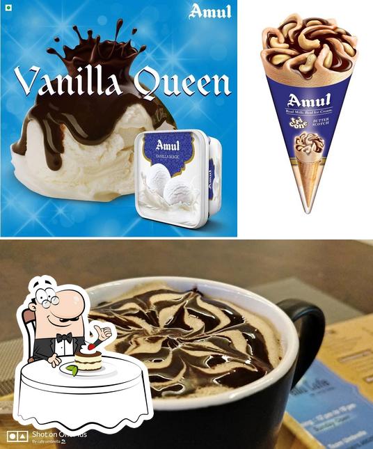 cafe umbrella offers a variety of desserts