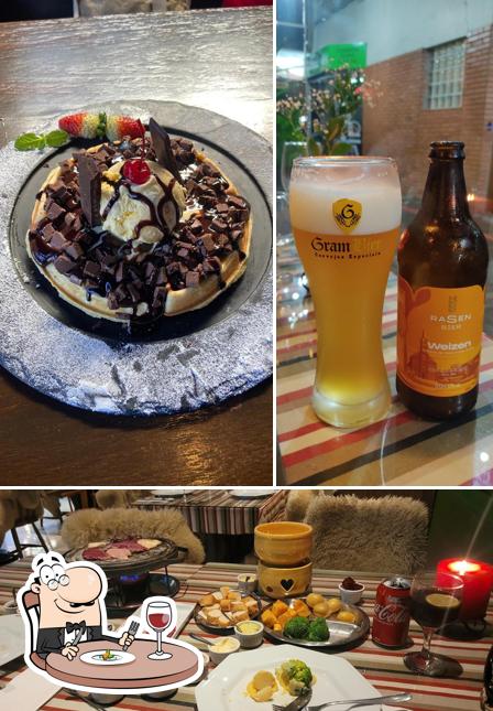 Esta é a ilustração mostrando comida e interior a Trattoria De La Coperta