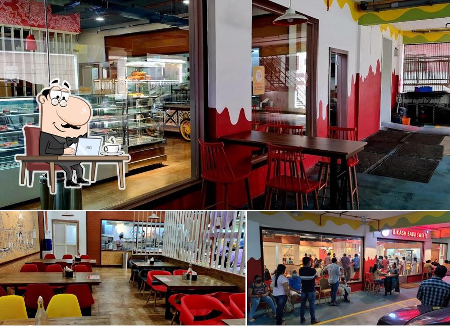 The interior of Bikash Babu Sweets Kottayam
