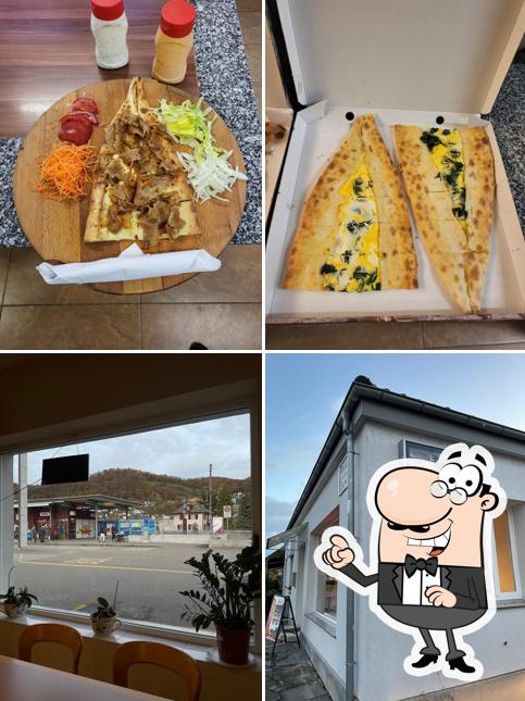 Questa è la immagine che mostra la interni e cibo di maZZo Pizza Döttingen
