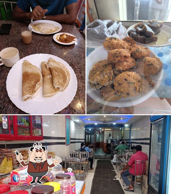 This is the picture depicting food and interior at Hotel Raj
