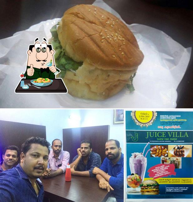 Among various things one can find food and bar counter at Juice villa