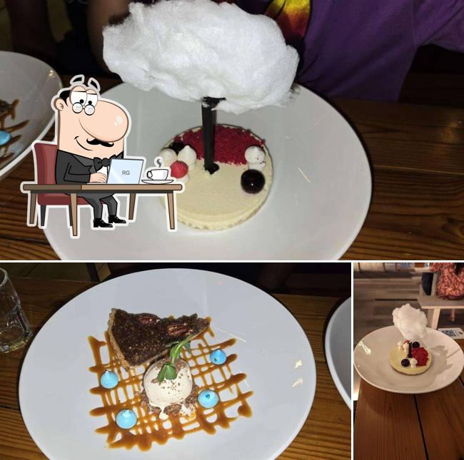 Take a look at the image showing interior and beverage at Biergarten