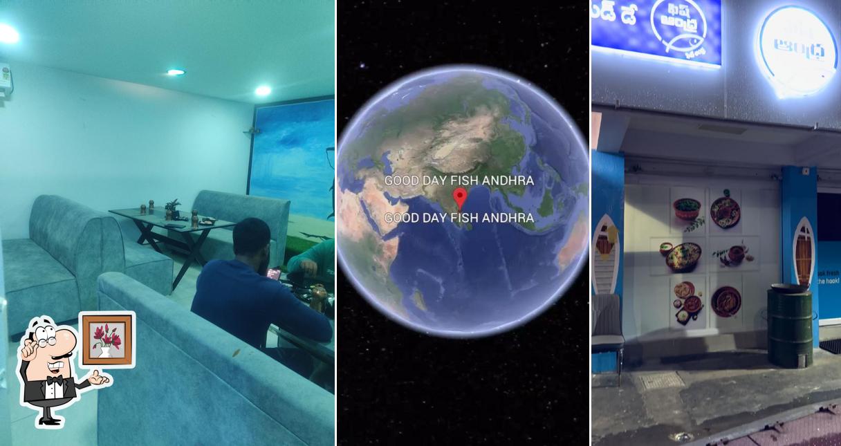 Take a seat at one of the tables at GOOD DAY FISH ANDHRA