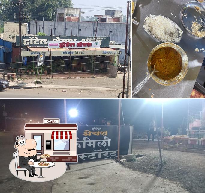 The picture of exterior and dessert at Hotel Shreyash