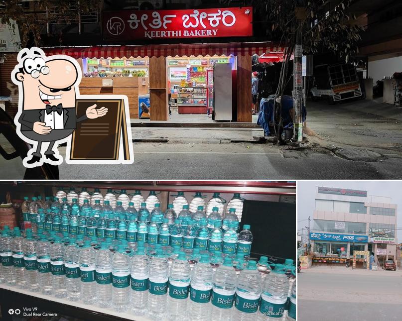 Among different things one can find exterior and beverage at Keerthi Bakery