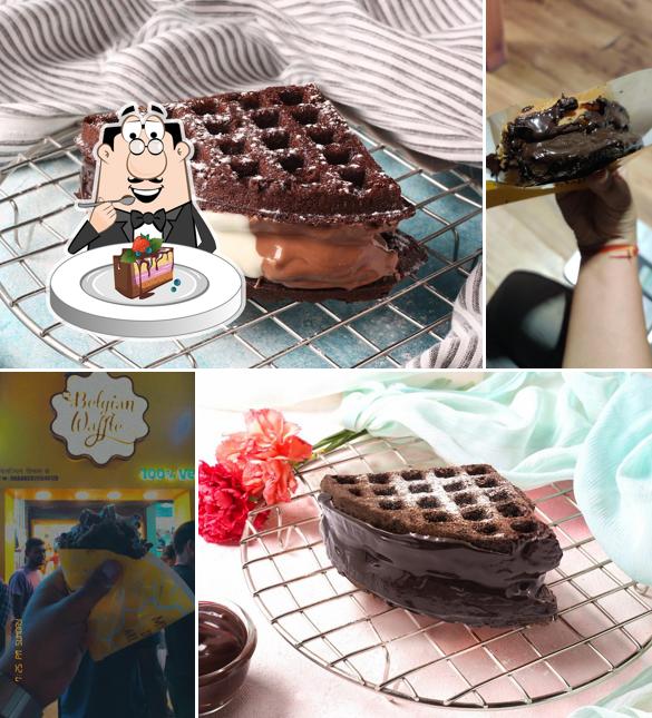 Chocolate cake at The Belgian Waffle Co