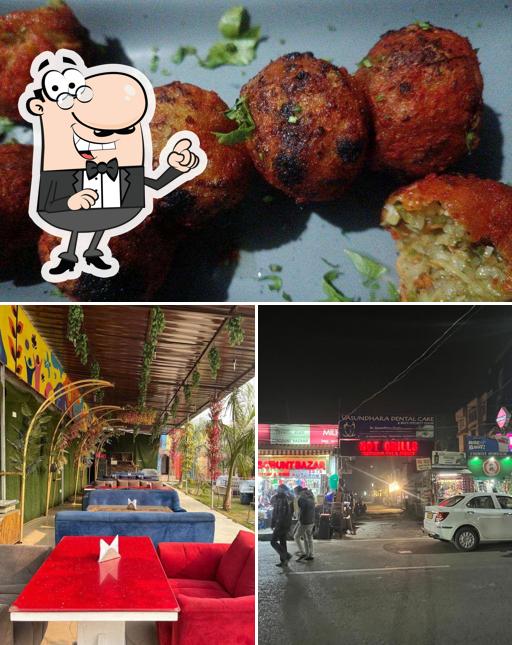 This is the image showing exterior and food at HOT GRILLS