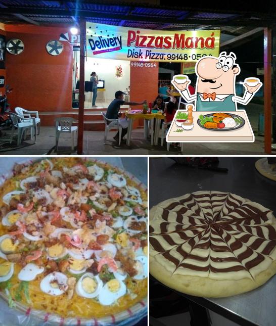 O Pizzaria Maná se destaca pelo comida e interior