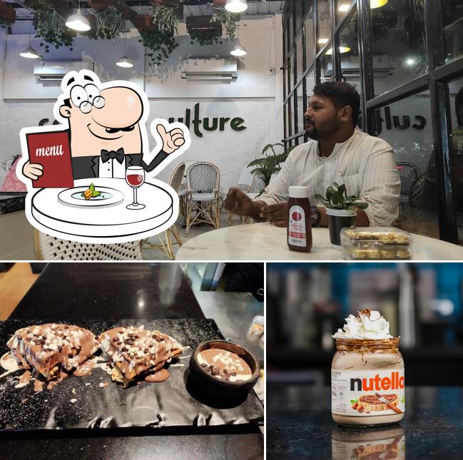 This is the picture displaying food and interior at Coffee Culture Ajmer